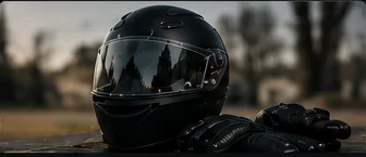 Motorcycle helmet and gloves for a first ride experience